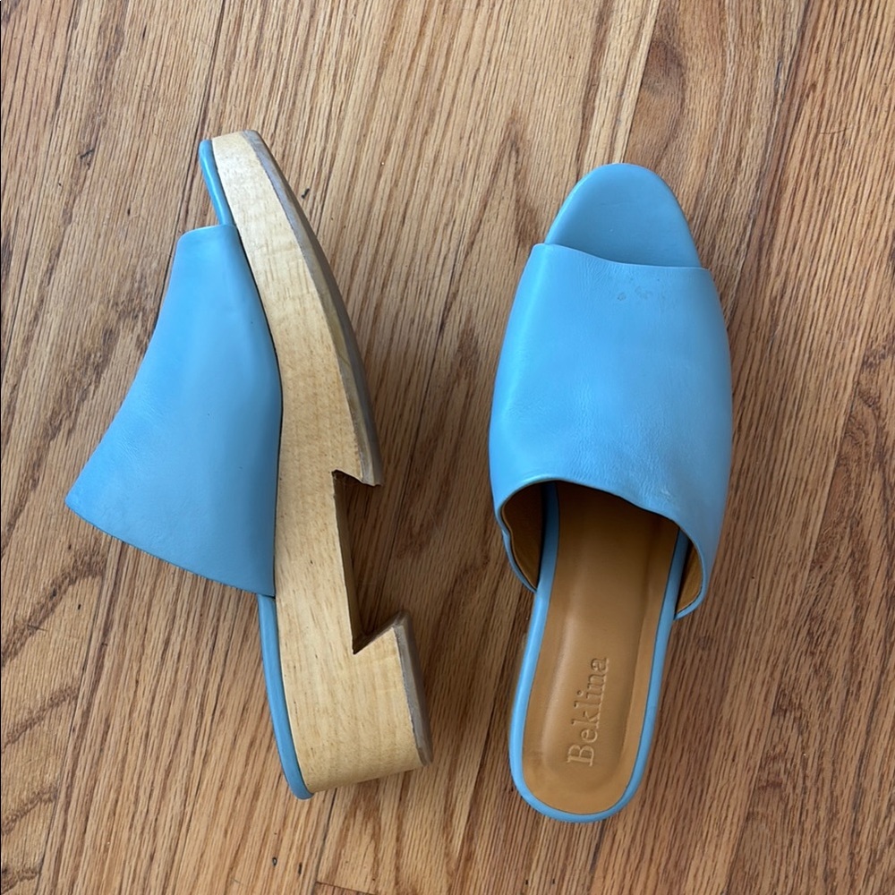 Beklina blue platform clog sandals